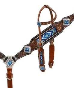 Shiloh Blue Beaded Headstall Set