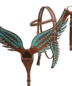 Shiloh Angel Wing Teal Headstall Set Headstall Sets