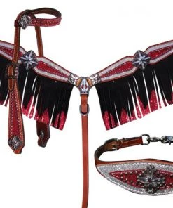 Shiloh Red & Silver Glitter Headstall Set Headstall Sets