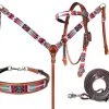 Shiloh Orange, Pink, Turquoise Beaded Headstall Set for Horses - Vibrant and Durable 1 Shiloh Orange, Pink, Turquoise Beaded Headstall Set Headstall Sets