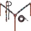Shiloh Turquoise & Burgundy Beaded Headstall Set - Premium Horse & Dog Headstall Sets 2 Shiloh Turquoise & Burgundy Beaded Headstall Set Headstall Sets