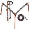 Shiloh Turquoise & Orange Beaded Headstall Set