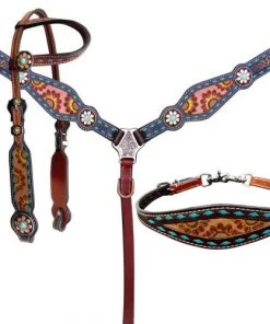 Shiloh Sunflower Buckstitch 3 Piece Headstall Set Headstall Sets