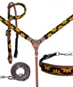 Shiloh Headstall Sets Beaded Sunflower Headstall Set