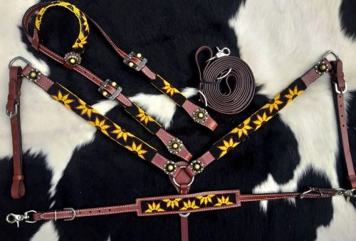 Shiloh Headstall Sets Beaded Sunflower Headstall Set