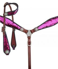 Shiloh Pink & Silver Sequin Headstall Set