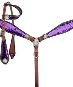 Shiloh Purple & Silver Sequin Headstall Set