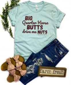 The Cinchy Cowgirl Ice Blue Quarter Horse Butts Short Sleeve Tee