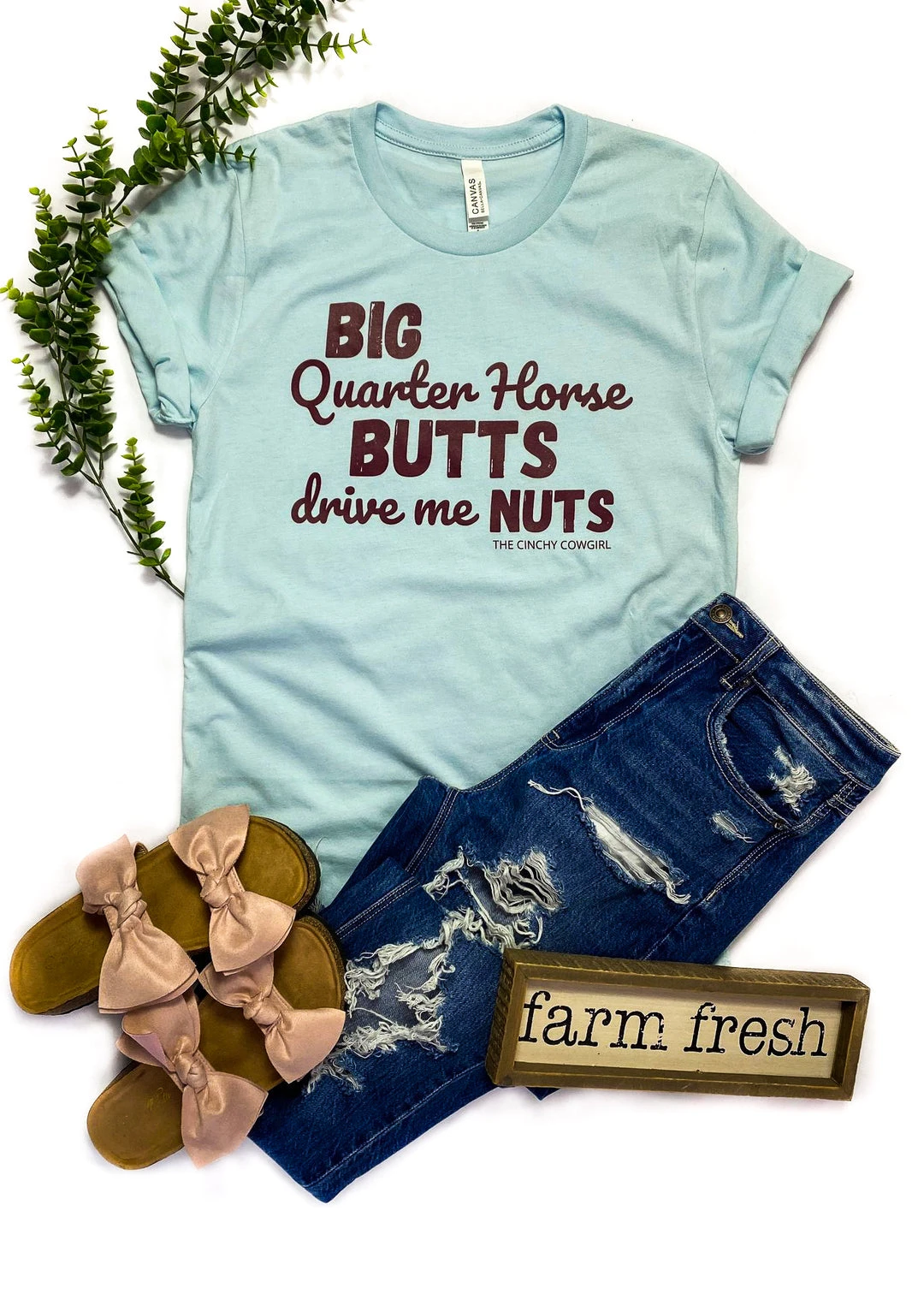 Cinchy Cowgirl Ice Blue Quarter Horse Graphic Short Sleeve Tee | TCC Graphic Tanks & Tees 3 The Cinchy Cowgirl Ice Blue Quarter Horse Butts Short Sleeve Tee