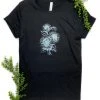 The Cinchy Cowgirl CLOSEOUT- Black & Metallic Blue Sunflower Short Sleeve Graphic Tee CLEARANCE GRAPHICS