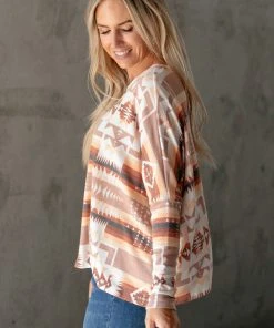 Ave Shops Women's Wandering Dunes Long Sleeve Top | Stylish & Comfortable Blouse 26 Ave Shops Clothing Wandering Dunes Top