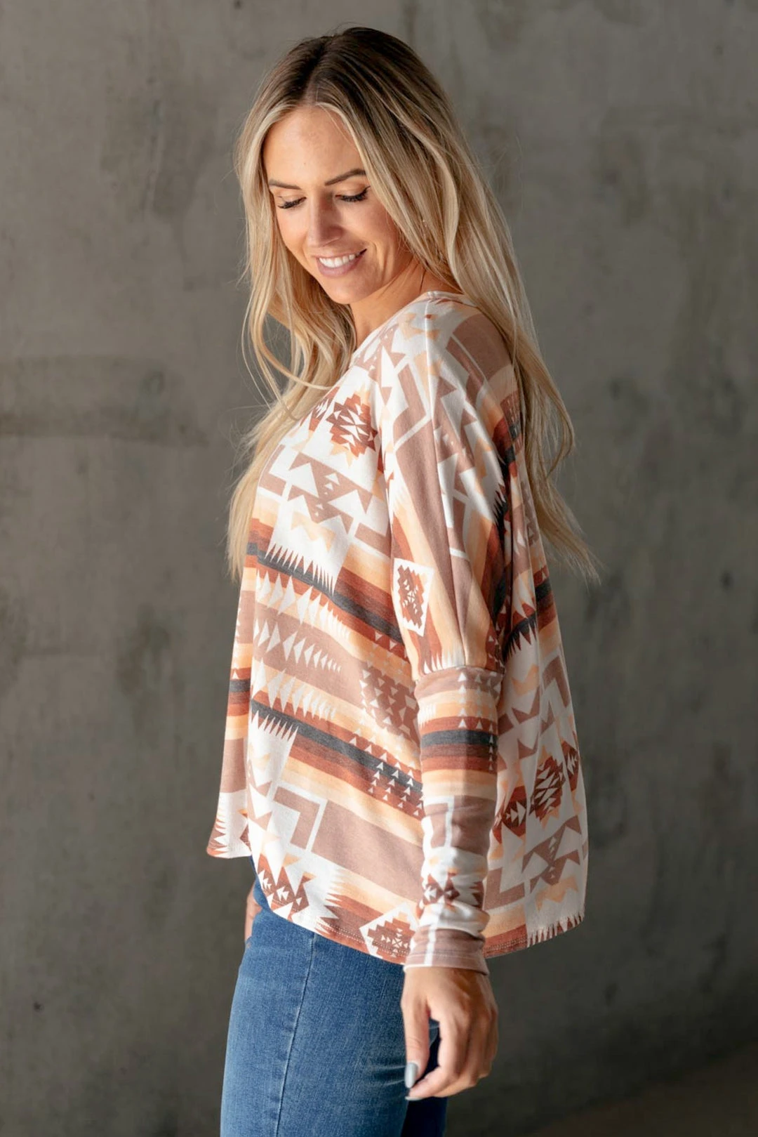 Ave Shops Women's Wandering Dunes Long Sleeve Top | Stylish & Comfortable Blouse 12 Ave Shops Clothing Wandering Dunes Top