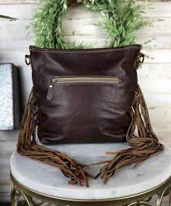Myra Coffee Floral Tooled Fringe Crossbody Handbag – Stylish & Functional 12 Myra Handbags & Wallets Coffee Floral Tooled Fringe Handbag