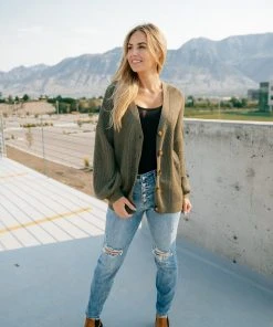 Ave Shops Buttoned Up Babe Sweater