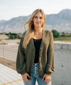 Ave Shops Buttoned Up Babe Sweater