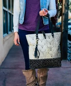 Bbags Caressa Skull Cowhide Tote Handbag