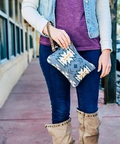 Bbags >> MEGA SALE << Hudson Blue Aztec Wristlet Pouch