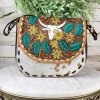 American Darling Steer Skull & Floral Cowhide Crossbody Handbag