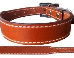 Shiloh Genuine Plain Leather Dog Collar