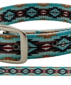 Shiloh Teal Aztec Nylon Dog Collar