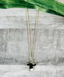 Blue Tortoise Jewelry Black & White Cowhide Cow Necklace