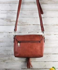 Jen & Co Rust Studded Crossbody Handbag