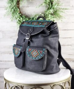 Montana West New Arrivals Embroidered Aztec Black Backpack