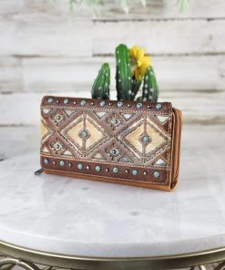 Montana West New Arrivals Embossed Brown Aztec Cedar Rapids Wallet
