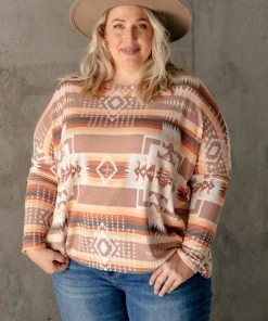 Ave Shops Women's Wandering Dunes Long Sleeve Top | Stylish & Comfortable Blouse 23 Ave Shops Clothing Wandering Dunes Top