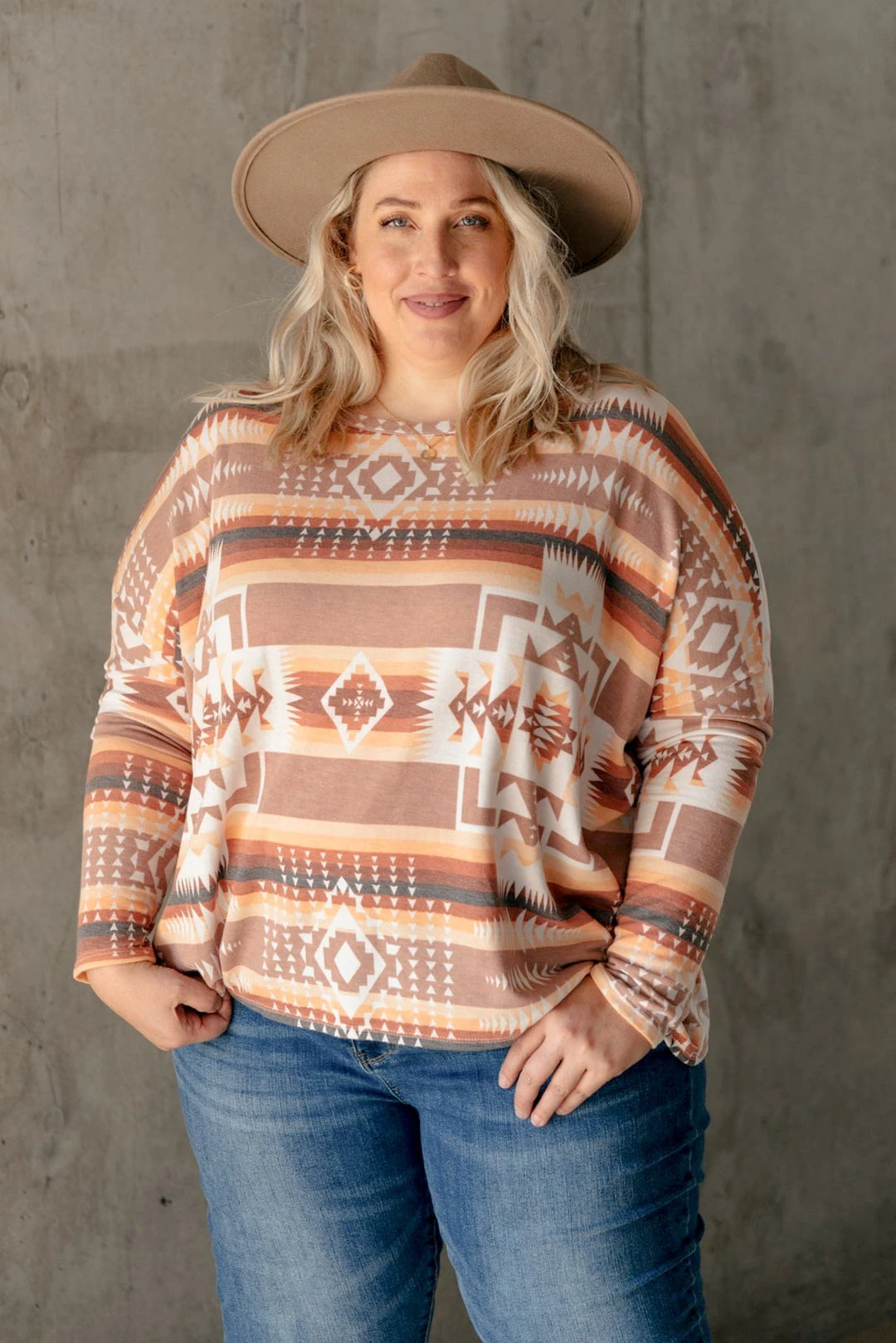 Ave Shops Women's Wandering Dunes Long Sleeve Top | Stylish & Comfortable Blouse 9 Ave Shops Clothing Wandering Dunes Top