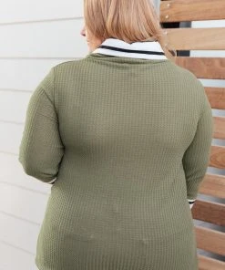 Ave Shops Secret Stripes Cowl Neck Olive Long Sleeve Top - Stylish & Comfortable Tops for Women 18 Ave Shops Secret Stripes Cowl Neck Top In Olive Long Sleeve Tops