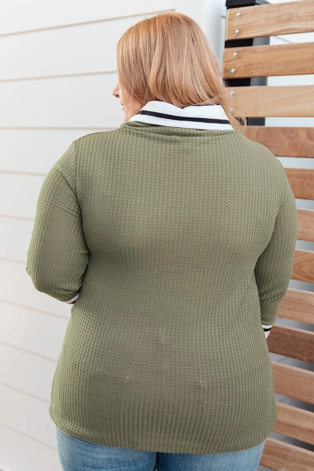 Ave Shops Secret Stripes Cowl Neck Olive Long Sleeve Top - Stylish & Comfortable Tops for Women 7 Ave Shops Secret Stripes Cowl Neck Top In Olive Long Sleeve Tops