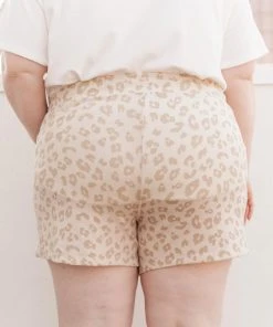 Ave Shops Lounge & Active Wear Wild Spots Shorts In Taupe