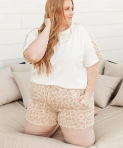 Ave Shops Lounge & Active Wear Wild Spots Shorts In Taupe