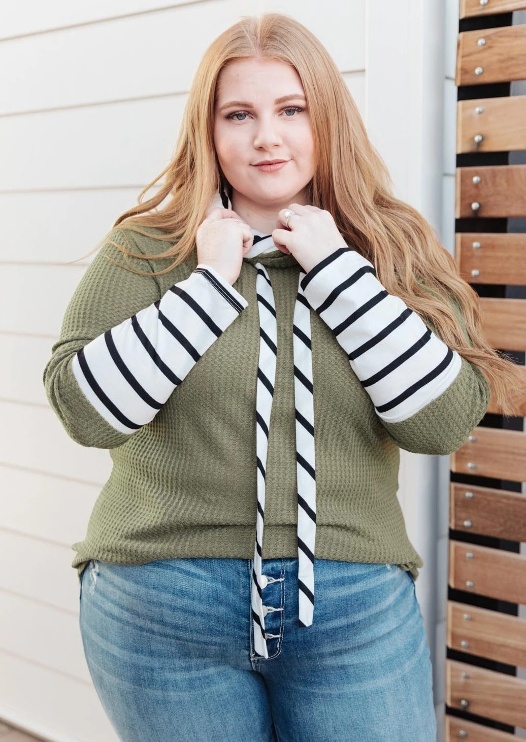 Ave Shops Secret Stripes Cowl Neck Olive Long Sleeve Top - Stylish & Comfortable Tops for Women 4 Ave Shops Secret Stripes Cowl Neck Top In Olive Long Sleeve Tops