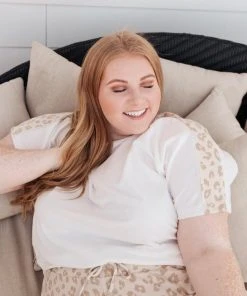 Ave Shops Wild Spots Top In Taupe Lounge & Active Wear