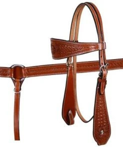 Shiloh Medium Oil Tooled Plain Headstall Set Horse & Dog
