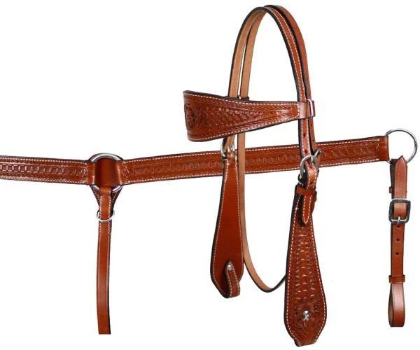 Shiloh Medium Oil Tooled Plain Headstall Set for Horse & Dog – Durable & Stylish 3 Shiloh Medium Oil Tooled Plain Headstall Set Horse & Dog