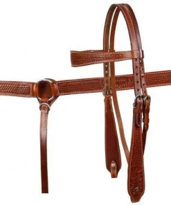 Shiloh Horse & Dog Medium Oil Basketweave Floral Tooled Headstall Set