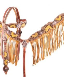 Shiloh Sunflower Fringe Headstall Set Headstall Sets