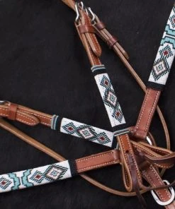 Shiloh Headstall Sets Turquoise & Red Beaded Headstall Set