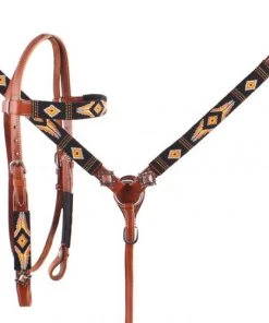 Shiloh Headstall Sets Orange & Yellow Beaded Headstall Set