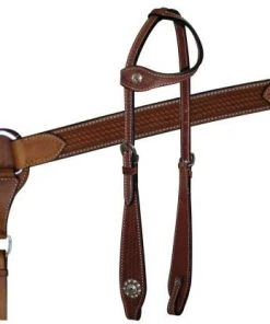 Shiloh One Ear Basketweave Plain Headstall Set