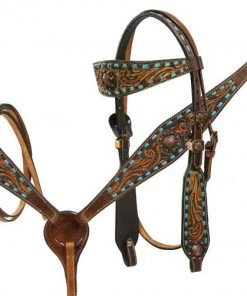 Shiloh Horse & Dog Teal Buck Stitch Headstall Set