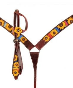 Shiloh Horse & Dog Serape & Sunflowers Headstall Set