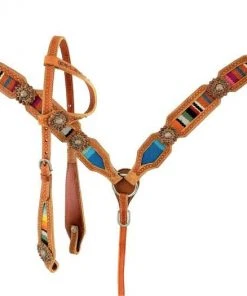 Shiloh Serape Inlay Headstall Set Horse & Dog