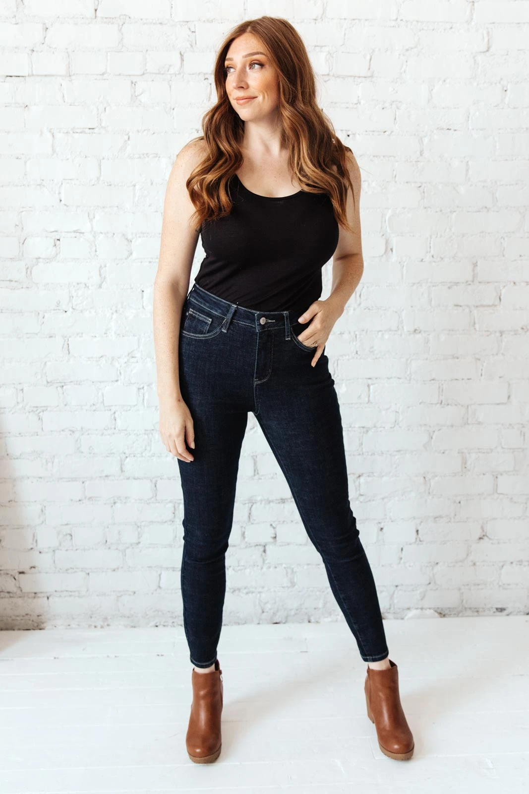 Ave Shops Everyday Tummy Control Skinnies - Dark Wash High-Waisted Jeans for Women 10 Ave Shops Everyday Tummy Control Skinnies In Dark Wash