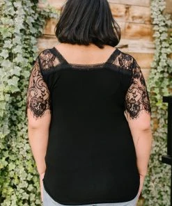 Ave Shops A Little Bit Of Lace Top In Noir Clothing