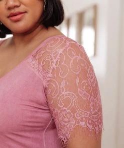 Ave Shops Clothing A Little Bit Of Lace Top In Pink