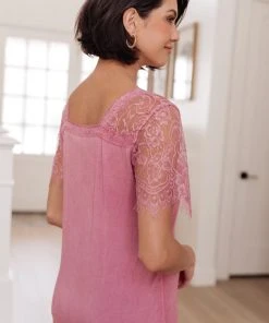 Ave Shops Clothing A Little Bit Of Lace Top In Pink